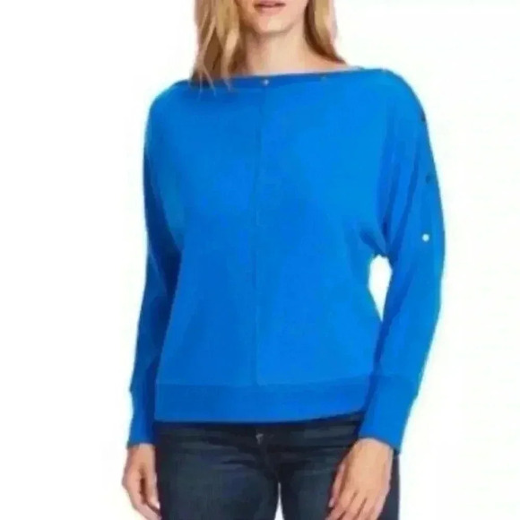 Vince Camuto Cozy Dolman Sleeve Sweater in Metro Blue size medium new - Picture 2 of 12